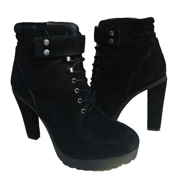 ROSEGOLD ShopBop Black Suede Ankle Boots Booties 40 9 CLASSIC - Picture 1 of 9